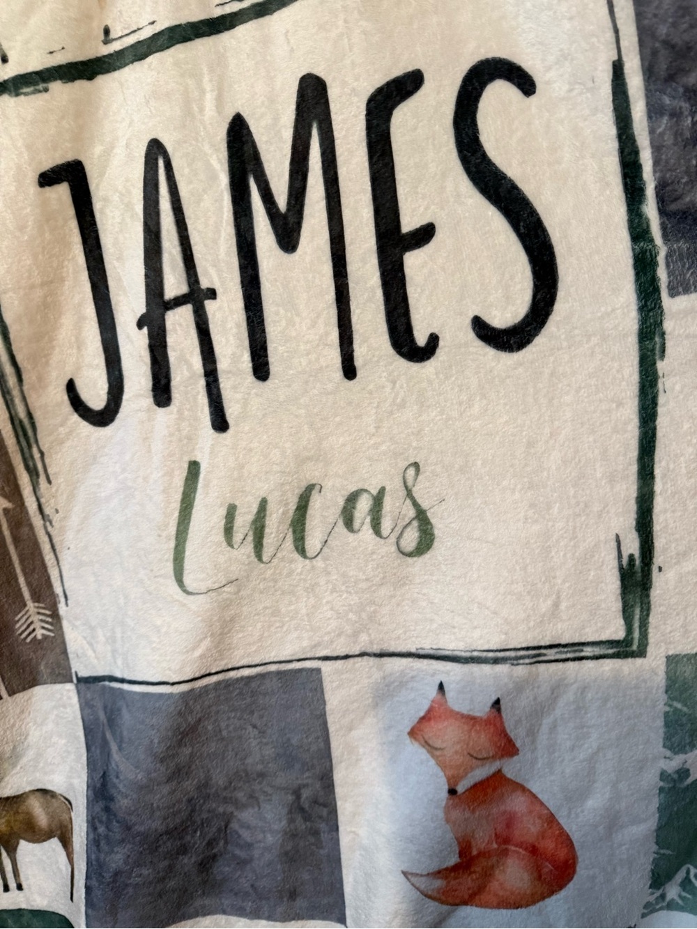 Personalized 'James Lucas' Baby Blanket with Woodland Print